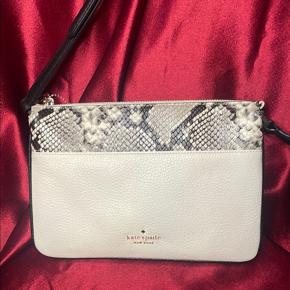 Kate Spade White and Snake Print Crossbody Bag NWOT